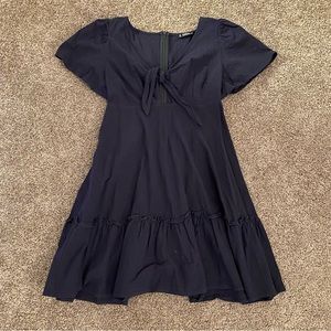 navy frill trim dress